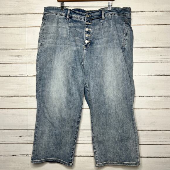 Judy Blue Mandy Wide Leg Cropped Stretch Denim Jeans Plus Size 24 - Picture 2 of 13
